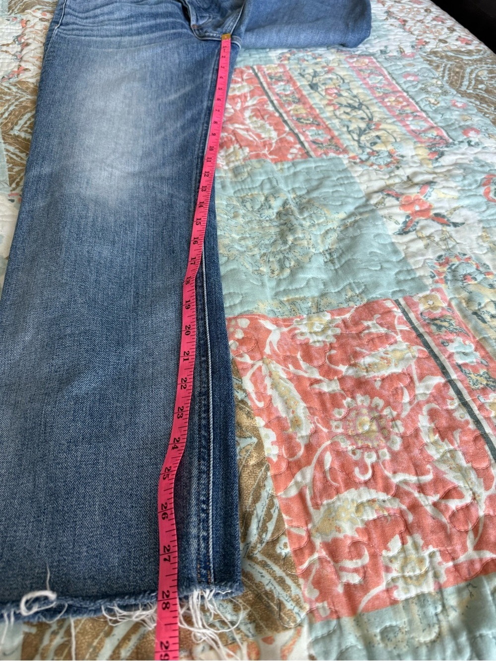 Denim Forum Light Blue Denim Jeans with Tan Stitching The Arlo Highrise Straight - Picture 8 of 14